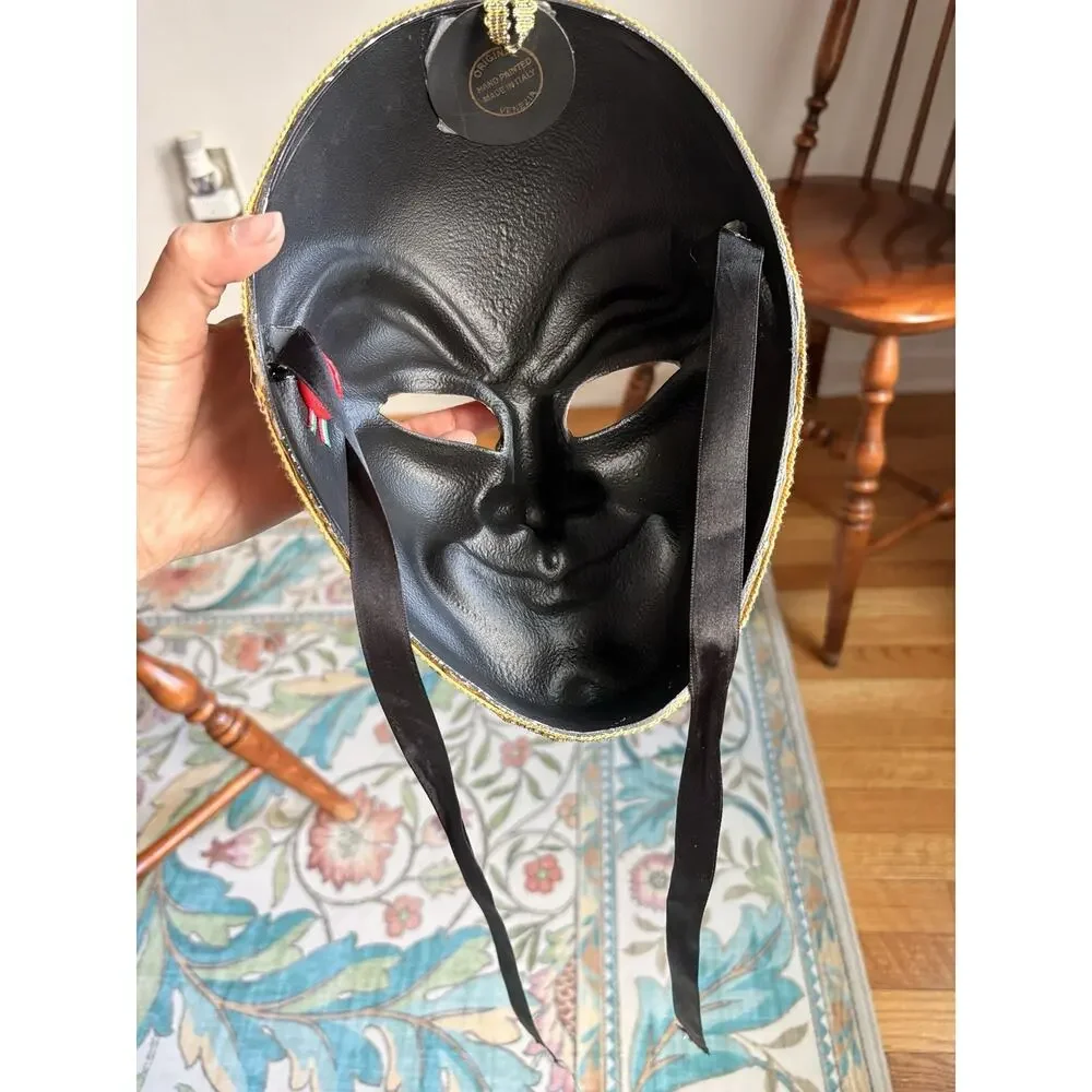 Vintage La Maschera del Galeone Venetian Mask Hand Painted Italy Venezia Red